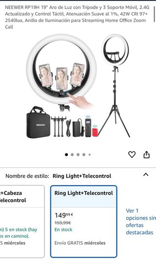 Aro luz LED con soportes 3 móviles