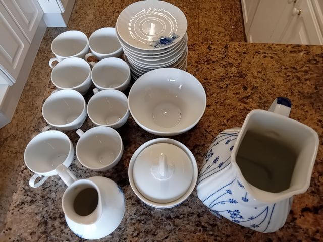 Juego café porcelana azul y blanco