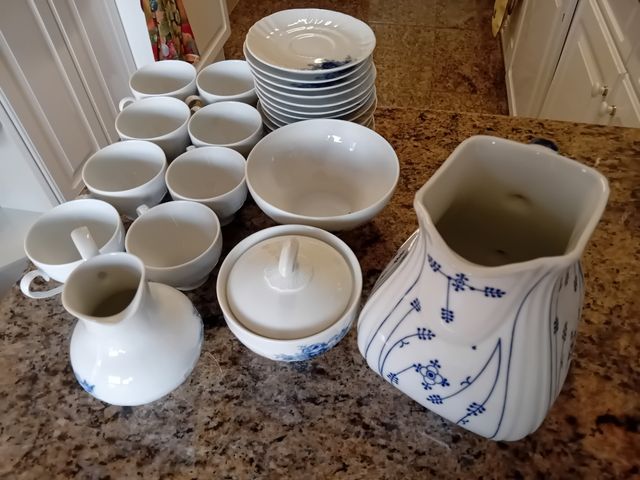 Juego café porcelana azul y blanco