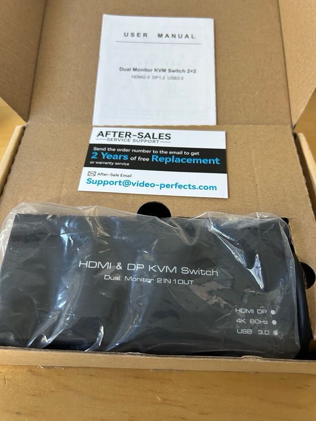 KVM de 2 Monitores y 2 PCs  4K@60Hz Dual Monitor