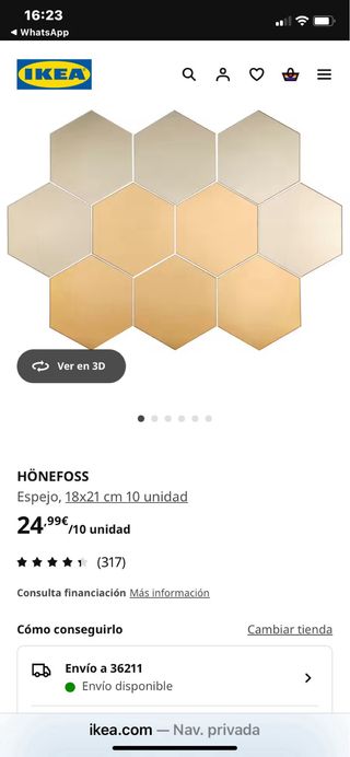 Espejos HÖNEFOSS IKEA (10 unid). Nuevo