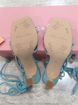 Sandali Alma en Pena teal, tacco 9cm
