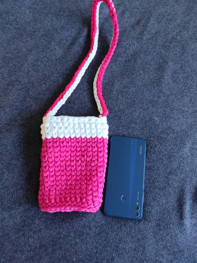 Bolso crochet rosa blanco