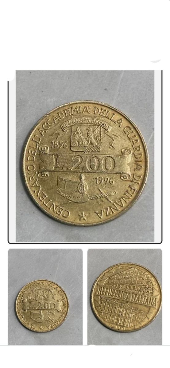 Moneta 200 Lire Italia 1896-1996