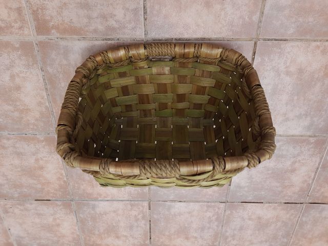Cesto mimbre madera 49x43 cm