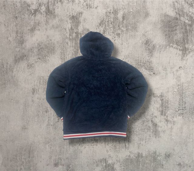 Fila Sherpa Hoodie Navy Red Logo Vintage Y2K