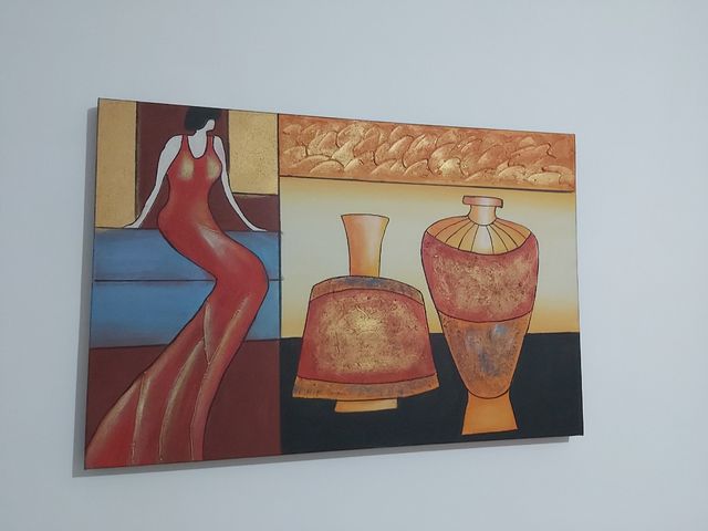 Cuadro decorativo mujer y jarrones