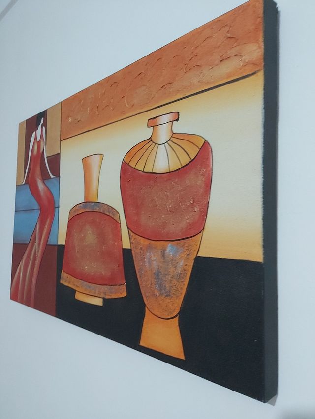 Cuadro decorativo mujer y jarrones