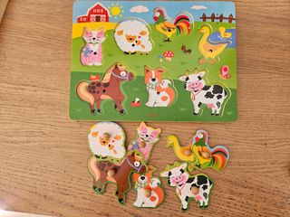 Puzzle granja de madera infantil
