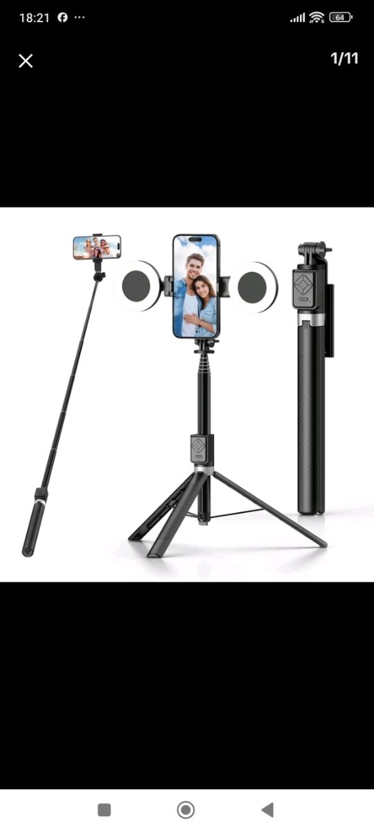 Trípode selfie con luz LED