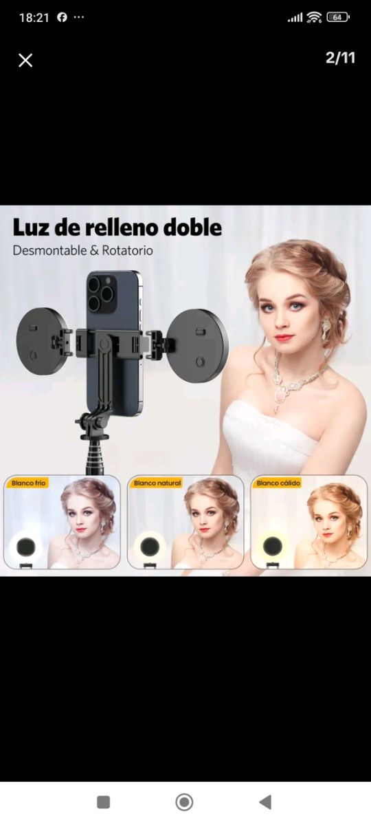 Trípode selfie con luz LED