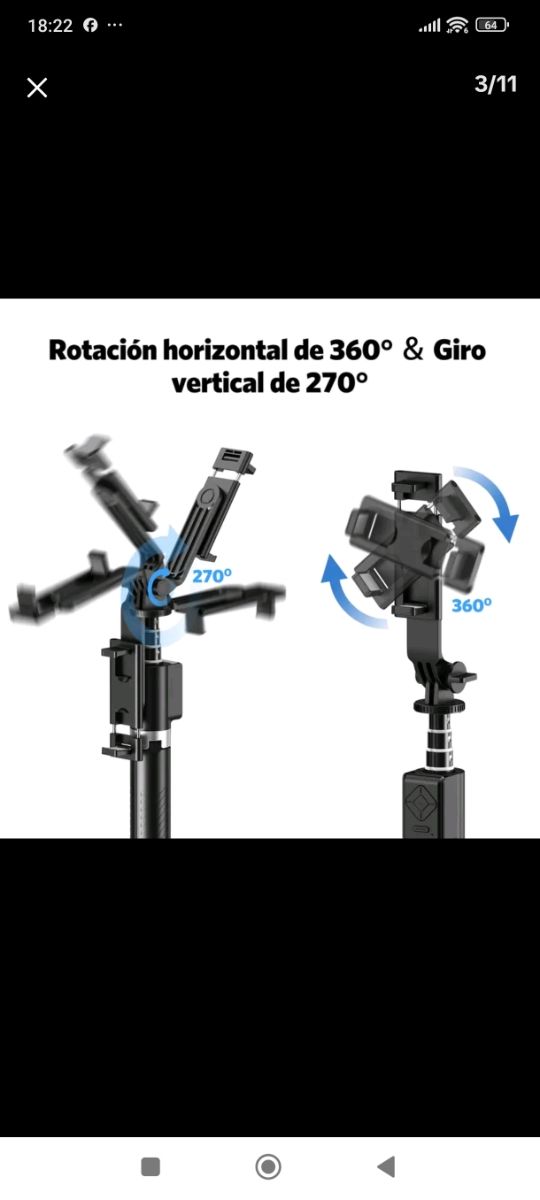 Trípode selfie con luz LED