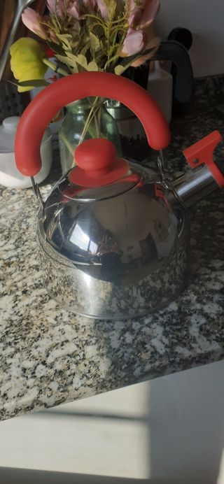 Cafetera acero inoxidable roja