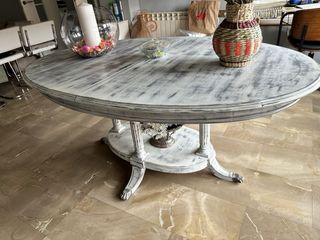 Mesa oval extensible madera - Gris/Blanco