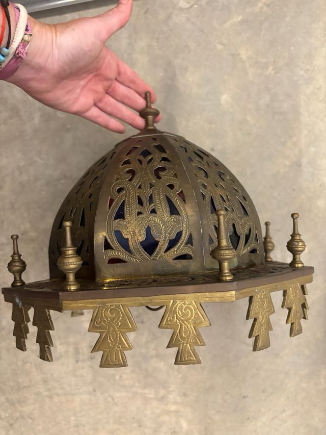 Lampara techo vintage metal y cristal