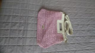 Borsa a tracolla rosa e bianca