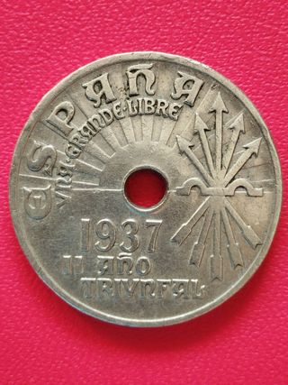 Moneda 25 céntimos España 1937