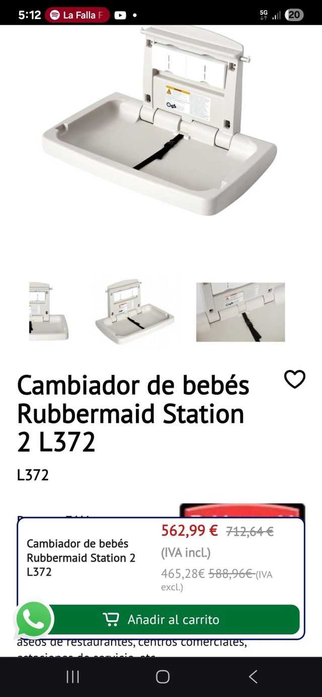 Cambiador de bebes Rubbermaid Station.