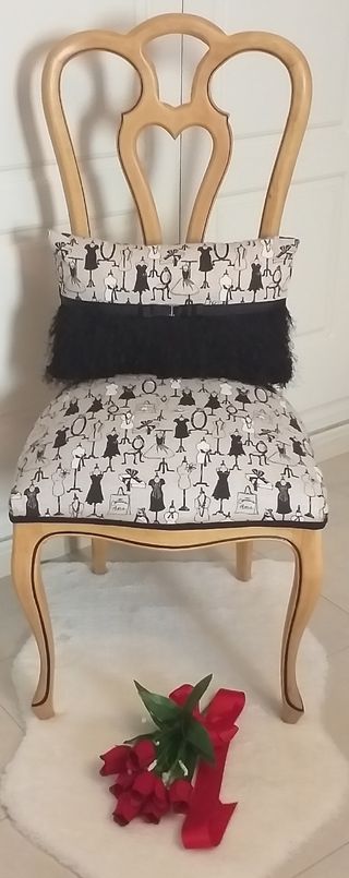 Silla madera renovada➕funda(estilo vintage/clásica