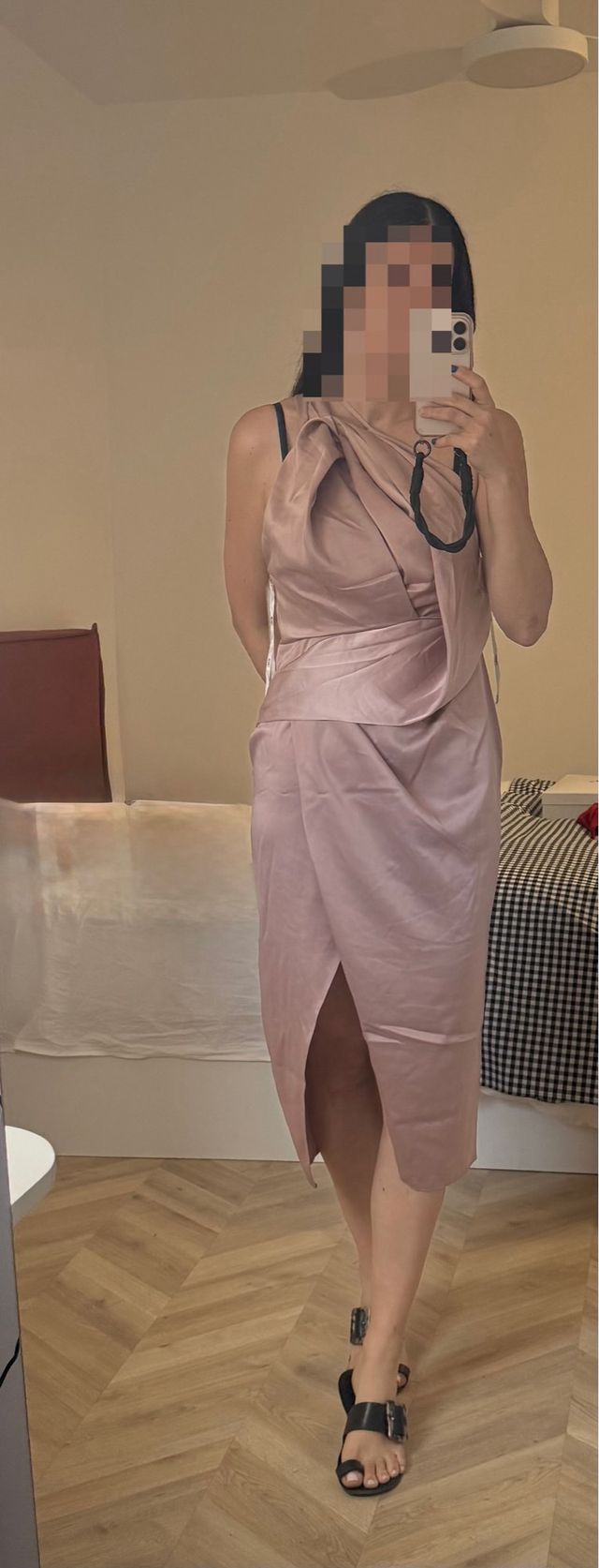 Vestido satén Asos invitada boda nuevo 