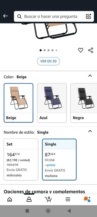 Silla tumbona playa beige