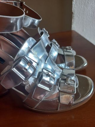 Sandalias Plataforma Plata