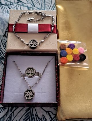 OFERTA.Collar,pulsera y anillo aromaterapia .Acero