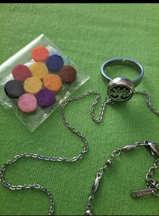 OFERTA.Collar,pulsera y anillo aromaterapia .Acero