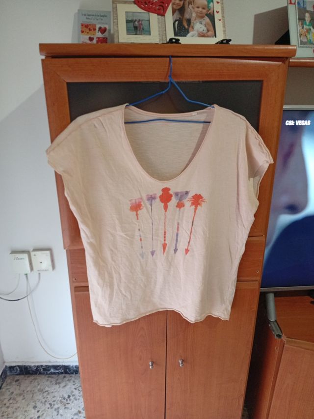Camiseta beige sin mangas - talla L