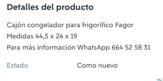 Cajón congelador Fagor