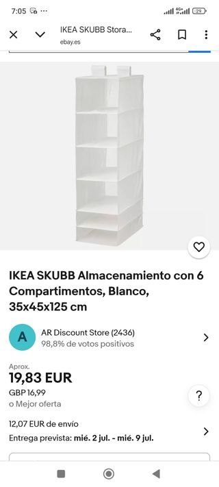 Organizador armario tela blanco