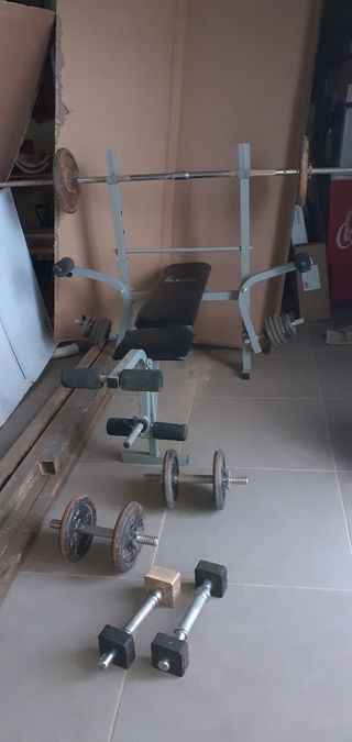 Banco musculación pres banca con pesas