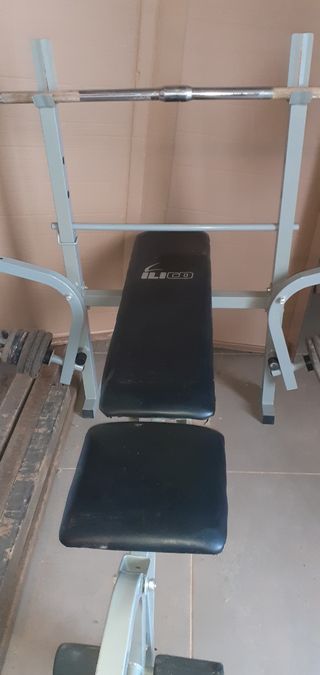 Banco musculación pres banca con pesas