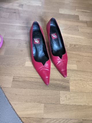 Zapatos color cereza, estilo vintage piel Vo-39