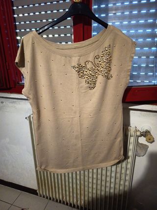 Maglia ragazza beige paillettes