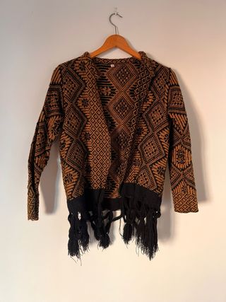 Chaqueta tejida - marrón y negro