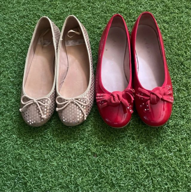Bailarinas niña talla 36 - rojas y beige