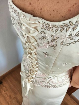 Vestido novia beige/blanco