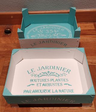 2 Cajas de Madera - Turquesa y Blanco