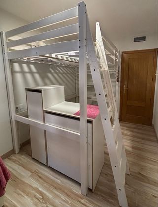 Estructura cama alta blanca Ikea - juvenil