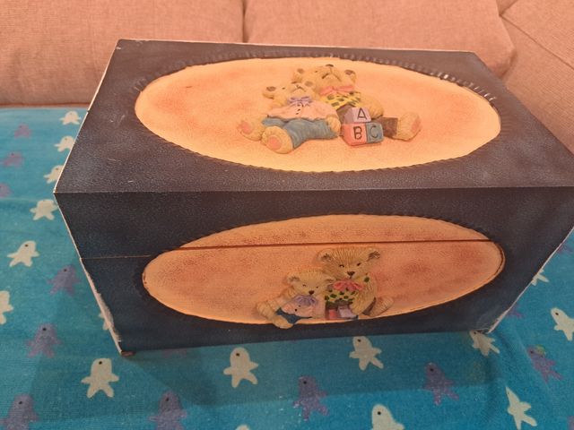 Baúl madera infantil con osos