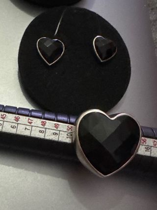 Conjunto Tous corazón plata negra