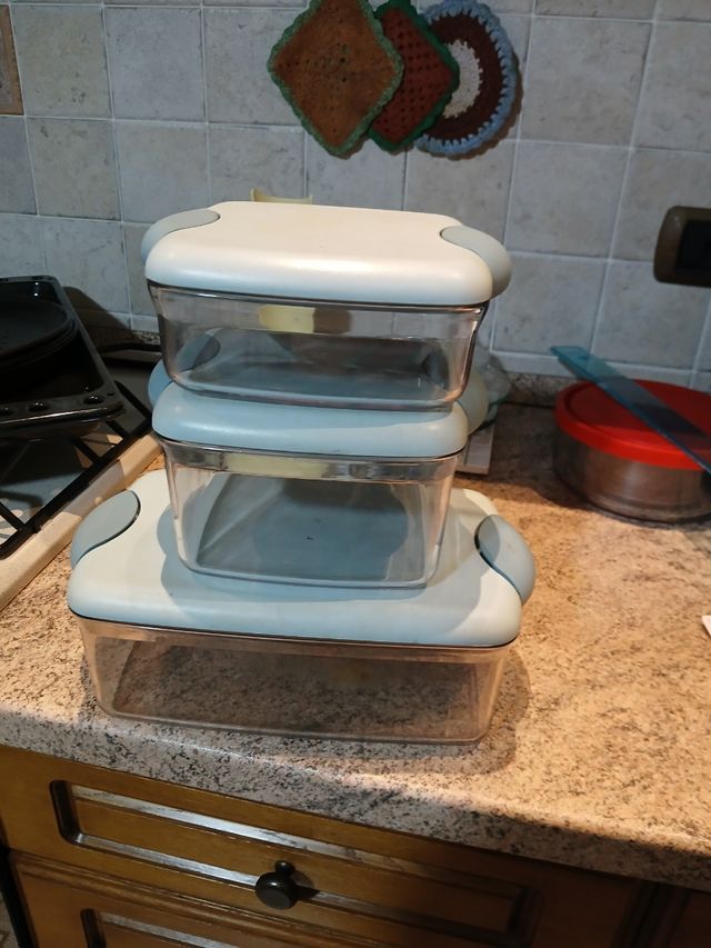 Set 3 ciotole vetro con coperchio