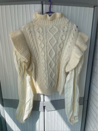 Jersey Zara beige manga globo talla S