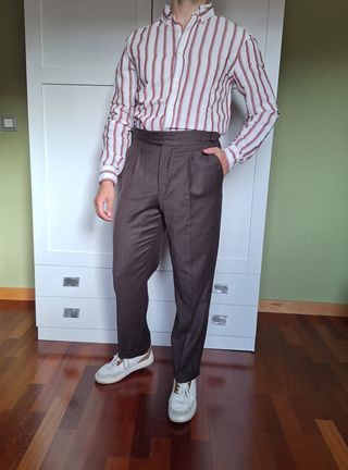 Camisa Rayas Rojo Oscuro/ Blanco ZARA