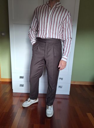 Camisa Rayas Rojo Oscuro/ Blanco ZARA