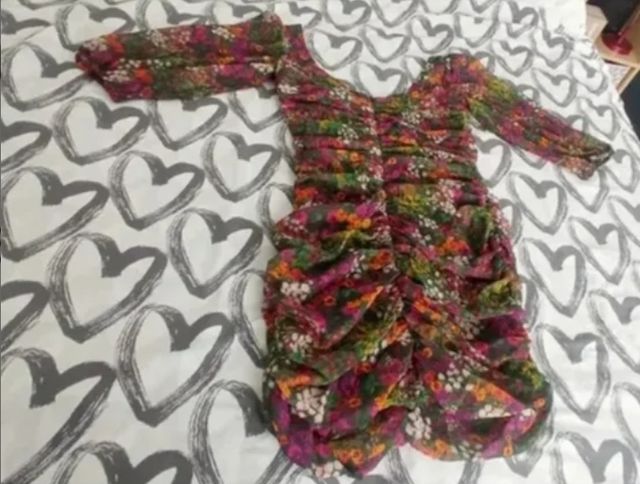 NUEVO !!! Vestido Desigual flores S 