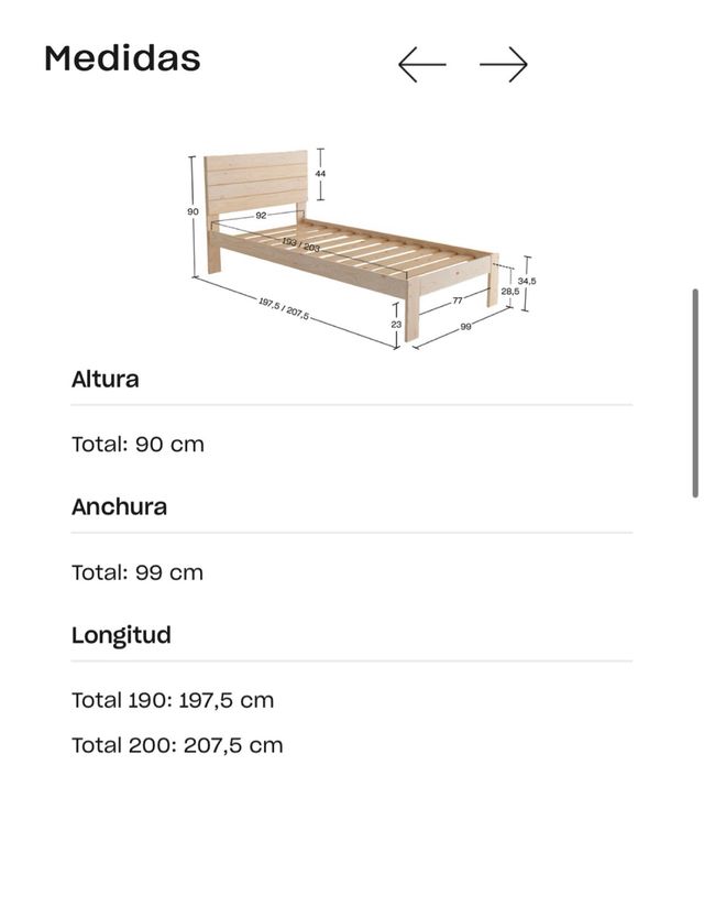 Cama nido con colchón. Madera 90cm - 2 camas
