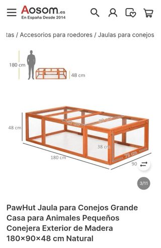 Jaula grande para conejos PawHut 180x90x48cm