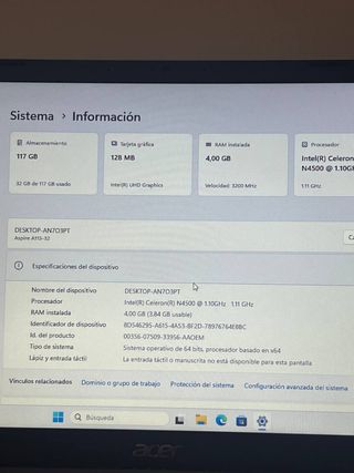 Portátil Acer Aspire 1 128GB Intel Celeron 15.6 HD